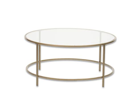 A-02 – ROUND GOLD & GLASS COFFEE TABLE – Canvas Event Furniture