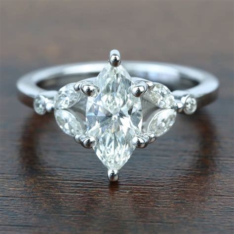 Antique Marquise Diamond Engagement Ring In White Gold