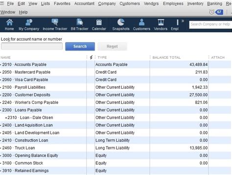 Quickbooks Chart Of Accounts Numbers