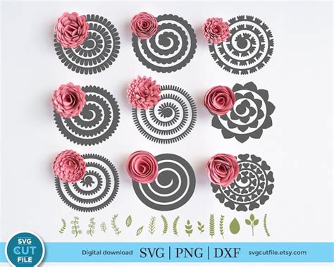 Rolled Flower Svg Rolled Paper Flowers Svg Rolled Rose Svg - Etsy