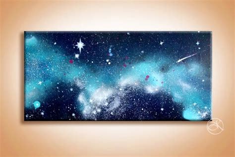 Items similar to Blue Galaxy Painting - Wall Art - Space Art - Spray Paint Art - Paintings on ...