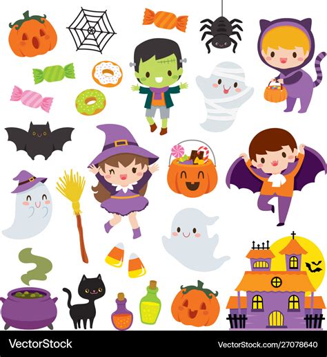 Kawaii Cute Halloween Clipart Set Royalty Free Vector Image Clip Art | The Best Porn Website