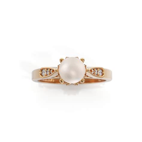 Pearl Engagement Ring Rose Gold Pearl Wedding Ring Pearl - Etsy