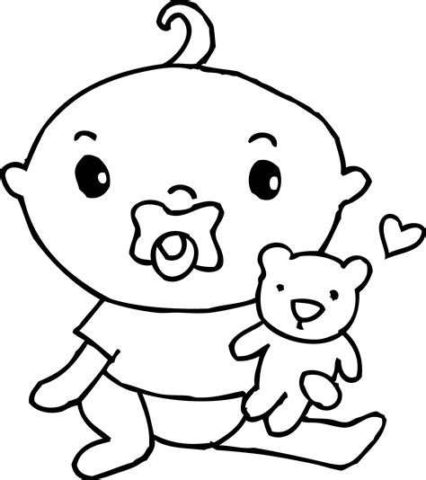 Cute Baby Boy Coloring Page - Free Clip Art