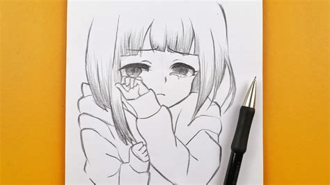 Crying Anime Girl Drawing