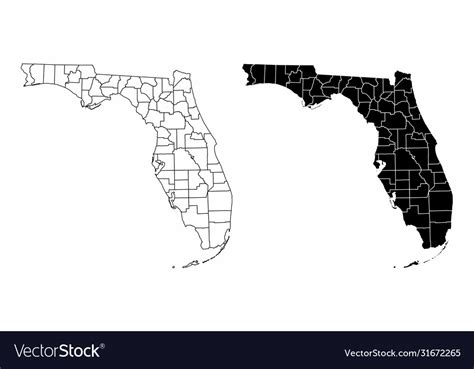 Florida county maps Royalty Free Vector Image - VectorStock