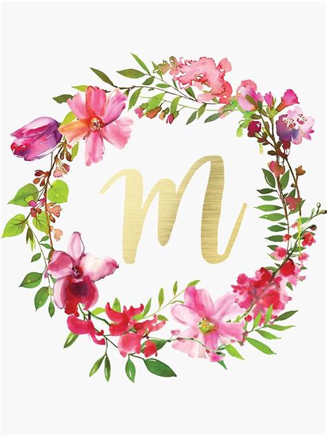 Floral Monogram M Sticker by MaPetiteFleur