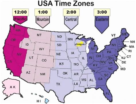 Time Zone Printable Map