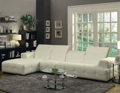 AMARA Contemporary Sectional Living Room Furniture White Faux Leather Sofa Set - Sofas ...