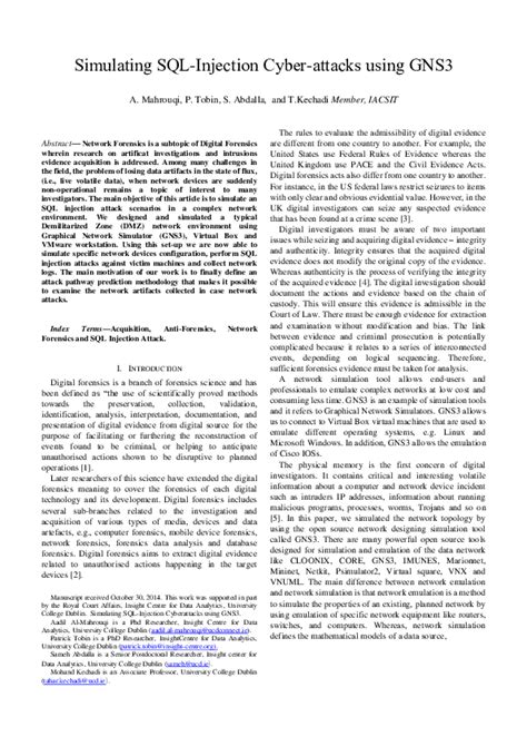 (PDF) Simulating SQL-Injection Cyber-attacks using GNS3 | Aadil Al Mahrouqi and Pat Tobin ...