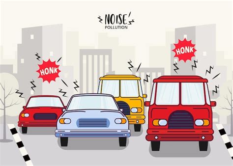 Premium Vector | Noise Pollution By Vehicles Vector Illustration