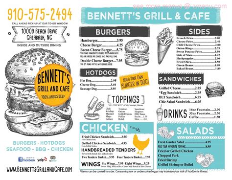 Online Menu of Bennetts Grill and Cafe Restaurant, Calabash, North Carolina, 28467 - Zmenu