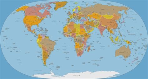 Premium Vector | High details political world map natural earth 2 projection