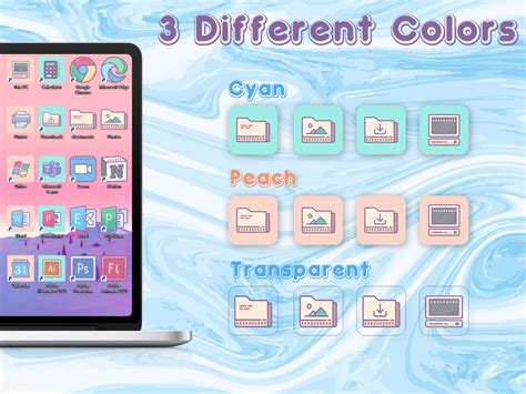 Pastel Desktop Icons Pastel Desktop Wallpaper Pastel MacBook | Etsy