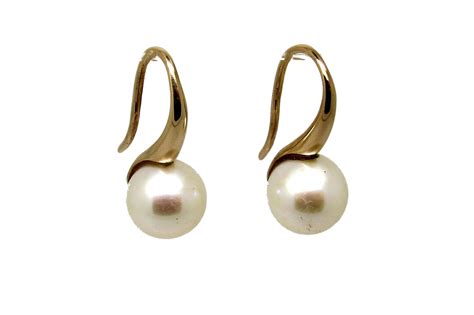 9ct Rose Gold Sweeping Pearl Hook Earrings - Diamond Creations