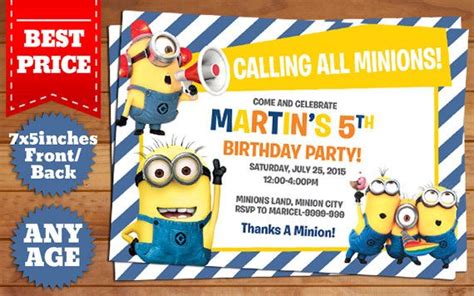 INSTANT DOWNLOAD: Minions Birthday Invitation Template #1 | Minion invitation, Birthday ...