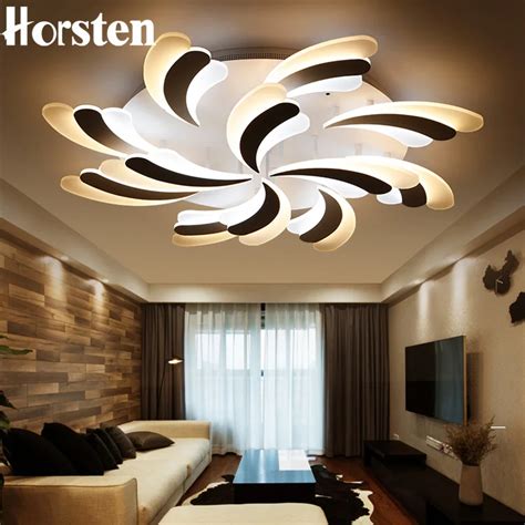 Horsten NEW Modern Living Room LED Ceiling Light Acrylic Feather Lampshade Design Ceiling Lamp ...