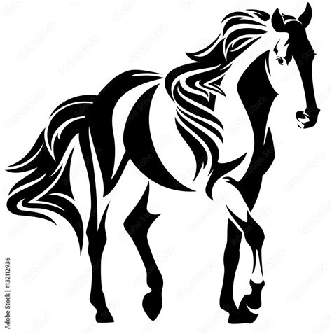 mustang horse black and white vector design Stock Vector | Adobe Stock