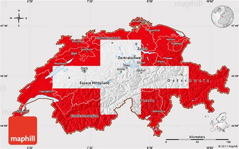 Flag Map of Switzerland