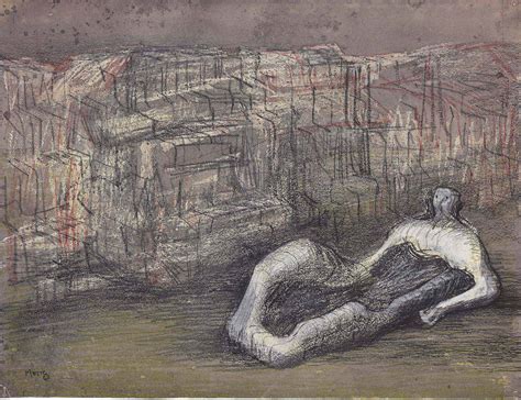 Henry Moore (1898-1986) | Reclining Figure with Cliff Background | 1940s, Drawings & Watercolors ...