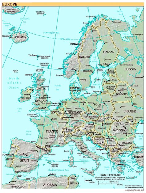 Free High Resolution Map of Europe