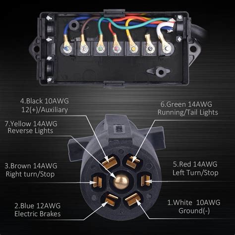 MICTUNING 8ft Trailer Cord 7 Way Plug Inline Junction Box Wiring Harness Kit | eBay