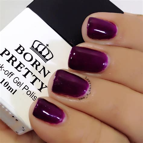 Uma's Nail Art: Born Pretty Dark Purple Gel Polish #70 Swatches and Review..