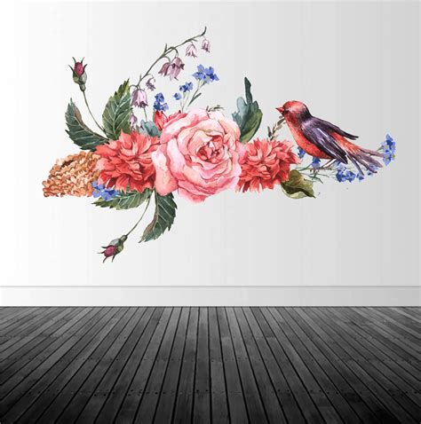 Vintage Flower Wall Decal Vintage Floral Decal Vinyl Wall