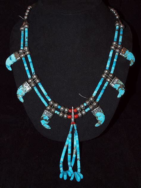 Extraordinary Native American Turquoise and Sterling Silver Bear Claw Necklace | Bear claw ...