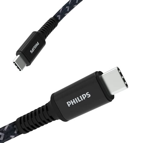 Philips USB Type C Cable, USB-C to USB-C Black Nylon Braided Fast Charging Cable, 6 Ft - Walmart ...