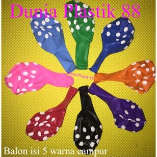 Jual Isi 5PCS BALON POLKADOT WARNA WARNI karet tiup latex party pesta warna warni bintik murah ...