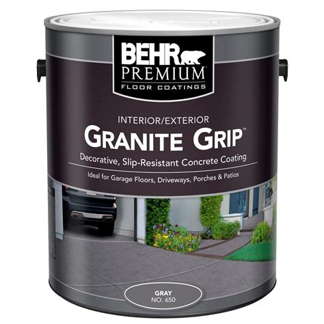 BEHR 1 gal. #65001 Gray Granite Grip Interior/Exterior Concrete Paint-65001 - The Home Depot