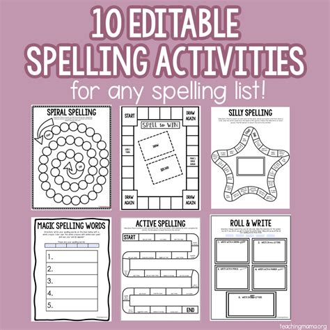 Editable Spelling Activities - Teaching Mama