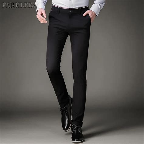 Men's Hipster Casual Stretch Dress Pants 2018 Fashion Slim Fit Flat Front Trousers Men Brand ...