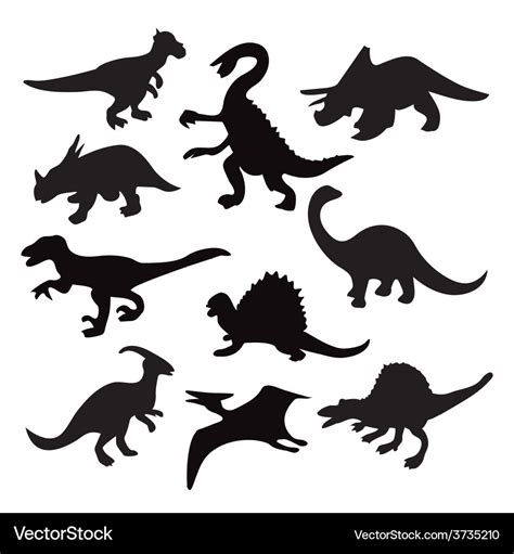 Dino animal dinosaur silhouette Royalty Free Vector Image