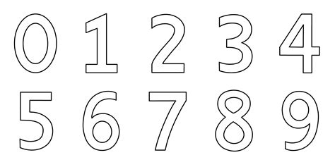 Numbers 0-9 Coloring Page - Free Clip Art