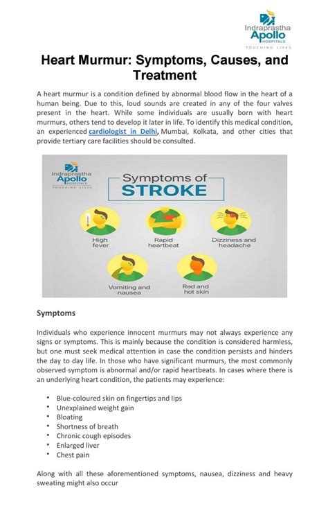 Heart Murmur: Symptoms, Causes, and Treatment by Apollo Hospitals Delhi - Issuu