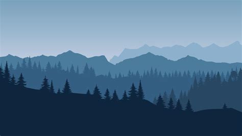 Beautiful forest panoramic. Realistic wanderlust vector background. Landscape dark trees pine in ...