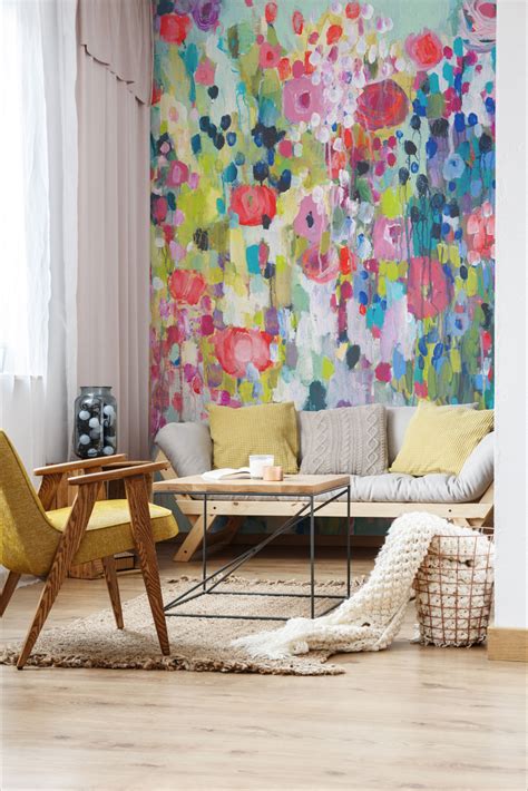 Floral Wallpaper | Living Room Decor | Floral Wallpaper Accent Wall | Wallpaper living room ...