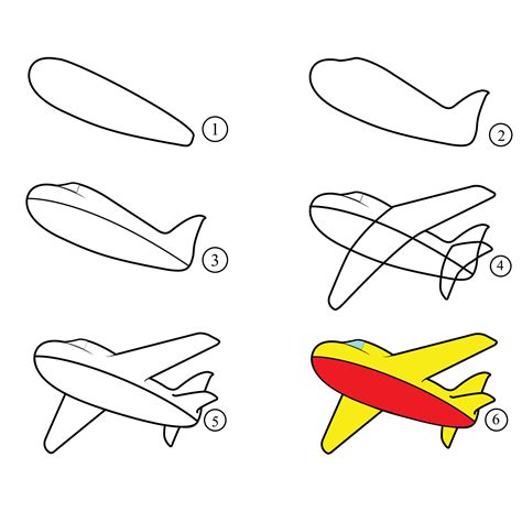 Aeroplane sketch step by step drawing tutorial for kids, preschool theme 3615437 Vector Art at ...