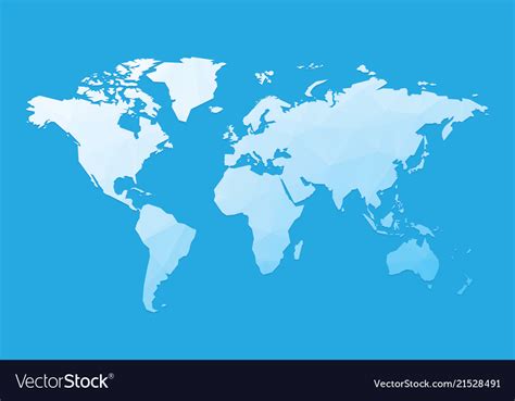 Blue blank world map Royalty Free Vector Image