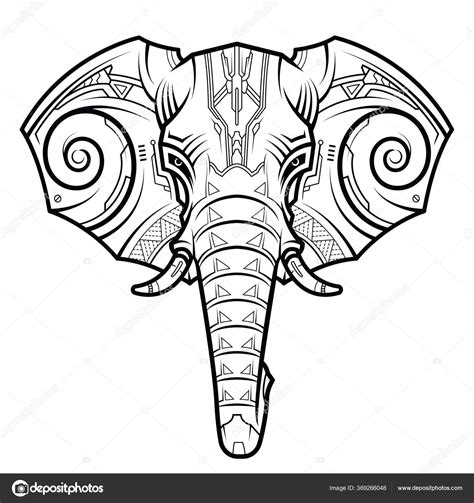 Tribal Elephant Head Drawing