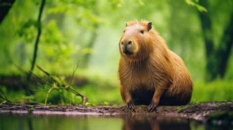 Premium AI Image | A stunning image capturing a capybara in its natural habitat