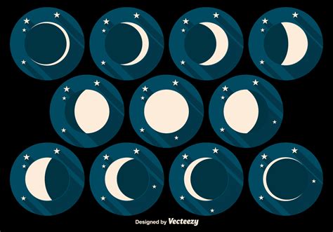 Moon Phases Flat Vector Icons 107208 Vector Art at Vecteezy