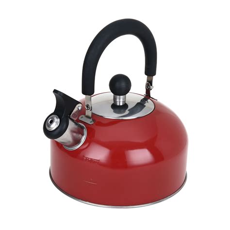 Mainstays 1.8 Liter Whistling Tea Kettle, Red Stainless Steel - Walmart.com