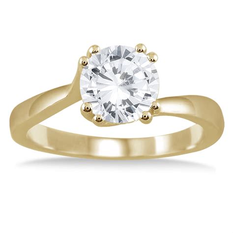 Szul Jewelry - AGS Certified 1 Carat Diamond Solitaire Engagement Ring in 14K Yellow Gold (H-I ...