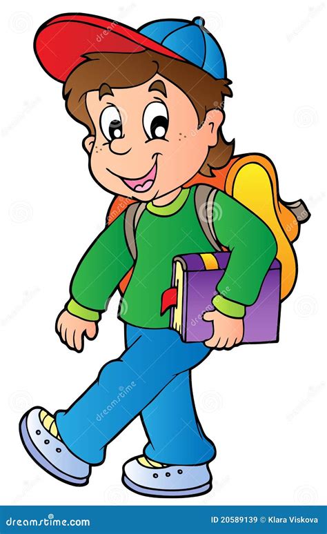 Cartoon Boy Walking To School Royalty Free Stock Images - Image: 20589139