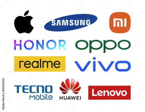 Logos Set of the World's Top Mobile Phones Brands Stock Photo | Adobe Stock