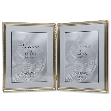 Antique Brass 8x10 Hinged Double Picture Frame - Bead Border Design - Walmart.com