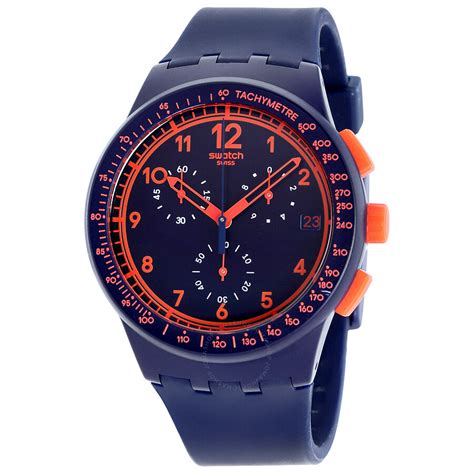 Swatch Originals Blue Rebirth Blue and Orange Chronograph Men's Watch SUSN401 - Chrono Plastic ...